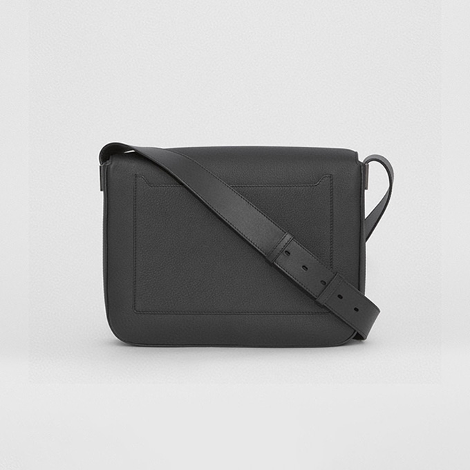 burberry italian grained calf leather embossed logo messenger crossbody bag